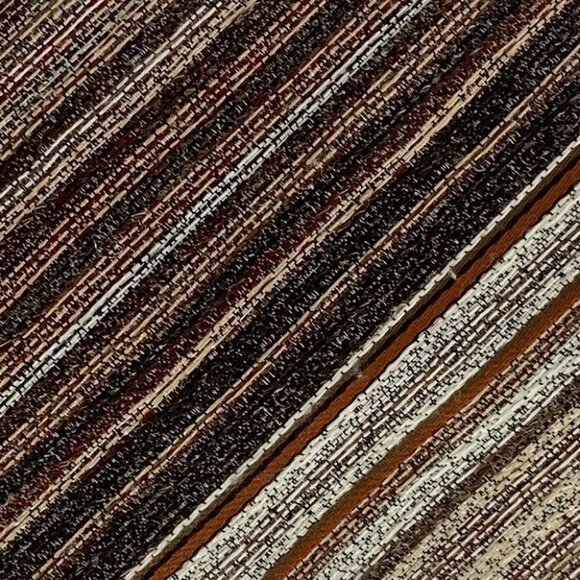 Oscar De La Renta Brown Striped Tie Tan Retro Strech Poly Cotton Business Casual - Picture 3 of 8